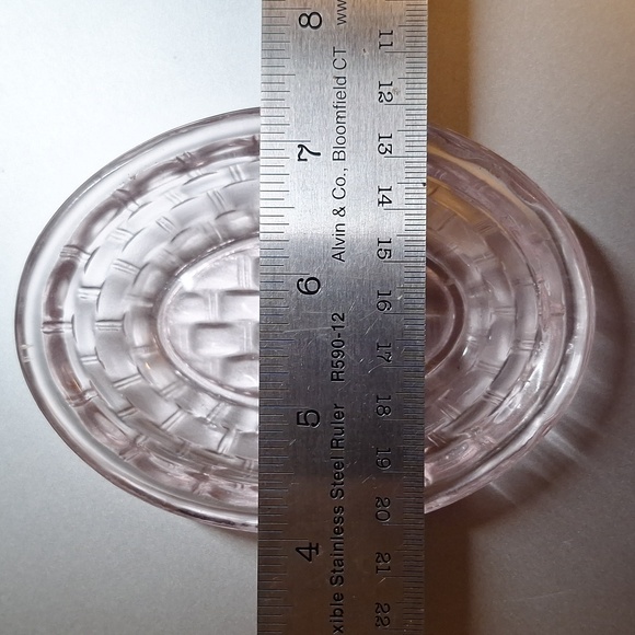 Embossed Pink Glass Bunny on Woven Basket Style Nest Trinket/Candy Dish - Picture 8 of 9